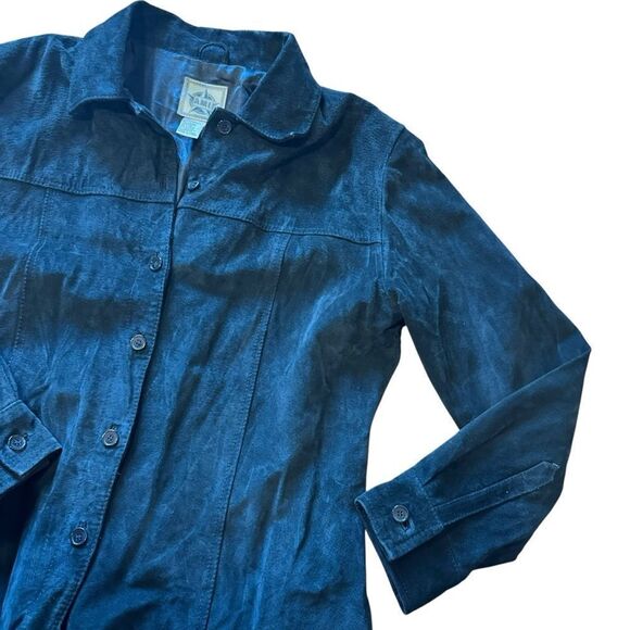 Ami Vintage Black Suede Leather Button Down Collar Shacket Jacket Size L - Picture 6 of 10